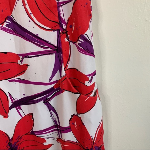 Signature by Sangria Retro Red Floral Sleeveless Shift Sheath Dress Size 4 - Picture 5 of 9